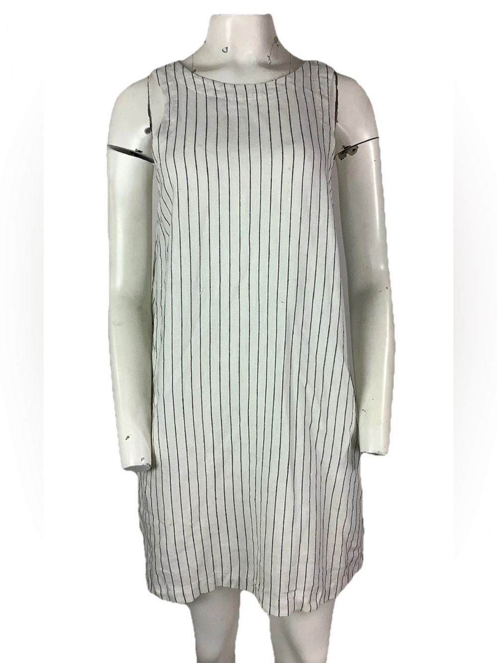 NWT A New Day Sz S Vertical Striped Linen Blend Casual Pullover Summer Dress
